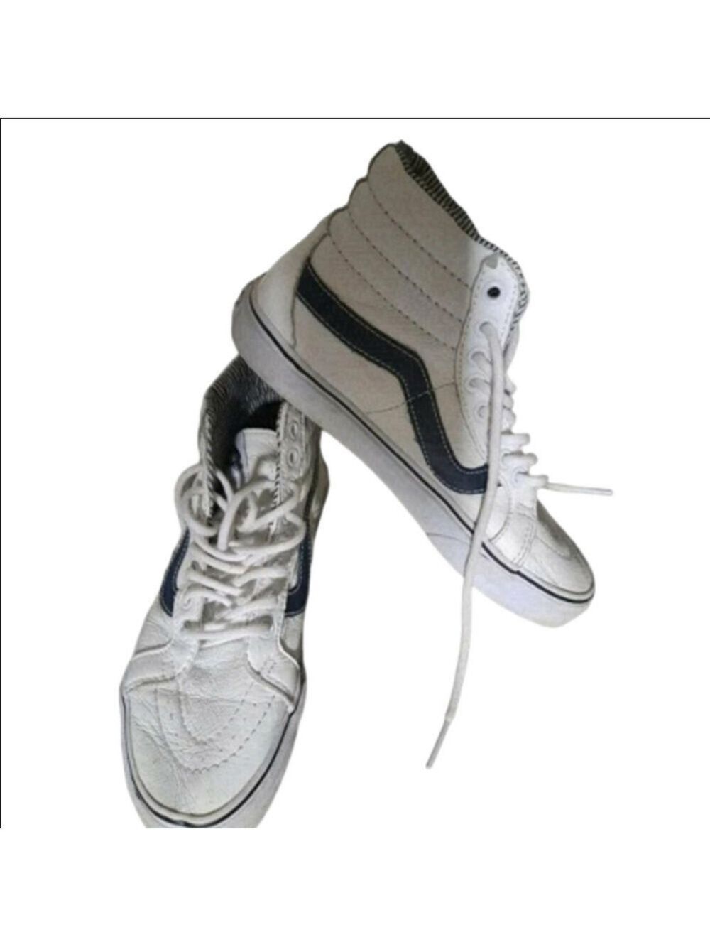 Vans OFF THE WALL supple leather HI TOP white skateboard shoes sneakers UNISEX